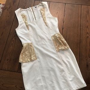 While and Gold Sequin Dress